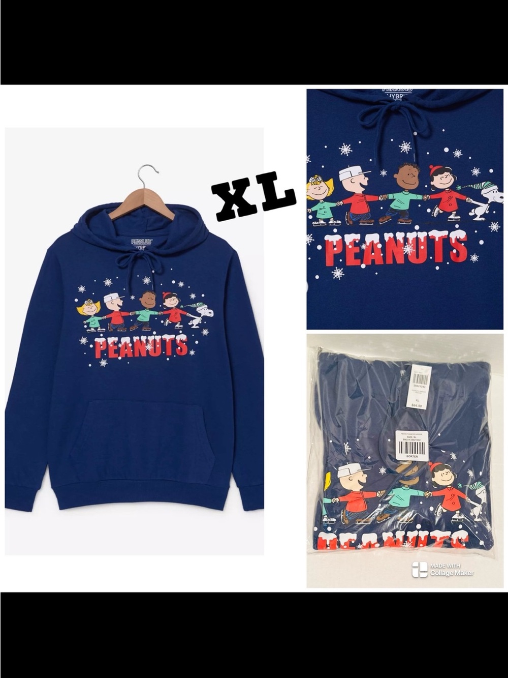 Peanuts NWT Holiday Winter Group Portrait Hoodie
